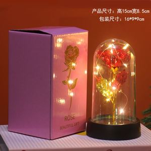 Cubierta de plástico y vidrio con lámina dorada, LED luminoso, flor eterna brillante, juguete, regalo de San Valentín, decoración creativa - Product Image 5