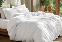Vente en gros d'usine, draps de lit en coton 100% blanc uni, tissés sur mesure, pliés, pour hôpital, hôtel de luxe