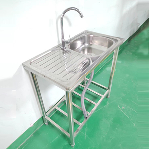 Wastafel Dapur Stainless Steel Komersial untuk Restoran, Wastafel Cuci Luar Ruangan, Meja Ringan dengan Wastafel - Product Image 2