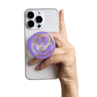 Prise de téléphone acrylique populaire dessin animé sourire visage transparence support pour téléphone collé rétractable Portable paresseux poignée de téléphone de bureau
