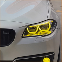 Pour BMW Série 5 F10 F11 F18 2011-2017, mise à niveau des phares LED, yeux d'ange bicolores dorés, phares de projecteur fumés noirs