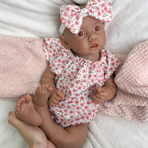 URCHOICE silicona sólida completa 18 ''silicona reborn bebé ojos abiertos Reborn bebé piel oscura mejillas <span class=keywords><strong>gorditas</strong></span> niña para niños pequeños - Product Image 2