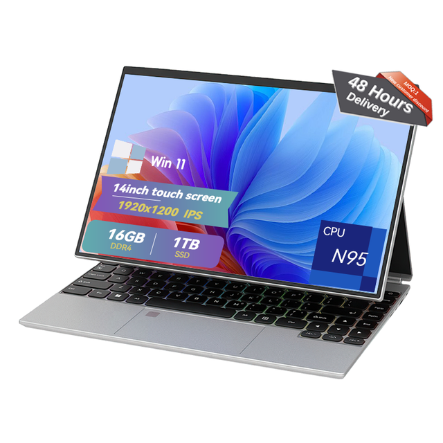 New Trends 14inch Laptop Brand New Win11 CPU N95 SSD 128GB School Notebook Touch Screen 360°folding PC Bulk Purchase