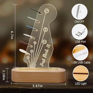 Light up Guitar Pick <b>Holder</b> LED Headstock Shaped Wooden Acrylic <b>Holder</b> USB Powered for Guitar Pick Storage Guitar Accessories - Product Image 4