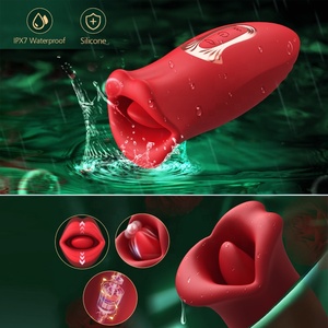 Vibrateur lingual vibrant en silicone réaliste pour femme, avec mouvement automatique, pour usage sexuel, stimulation par succion et léchage. - Product Image 6