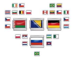 Bracciale con Charm in Acciaio Inox con Bandiere Nazionali all'Ingrosso, Bracciali con Bandiere di Paesi Europei, Charm Lucidi per Bracciali - Product Image 1