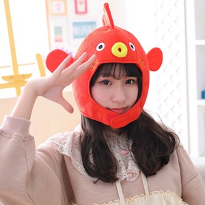 Gorro de pez globo de estilo coreano, gorro de felpa rojo y azul con diseño de animales para niñas jóvenes de 15 a 35 años, sesión de fotos para selfies - Product Image 5