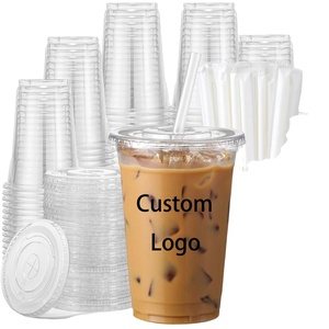 Gobelets personnalisés avec logo, 12 oz pour café glacé avec couvercles, gobelets jetables en plastique transparent pour boissons froides de 16 oz - Product Image 1