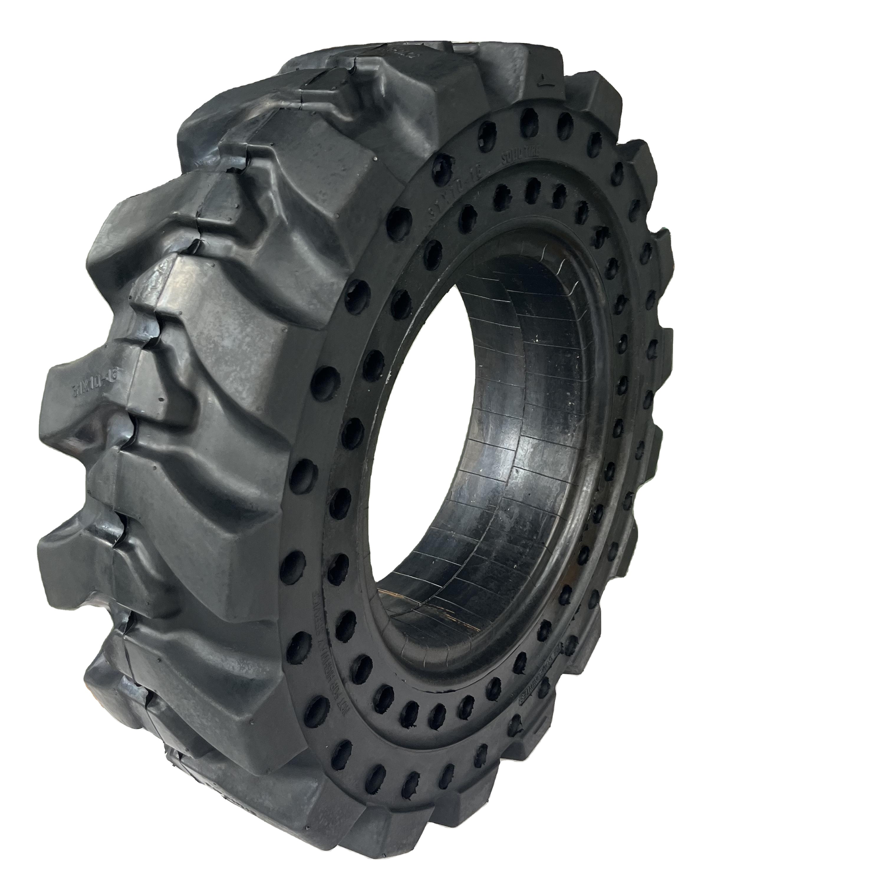 Puncture Free Solid Rubber Tyre 33x12 20  12 16.5 10-16.5 16" Skid Steer Tire SKS With Rims
