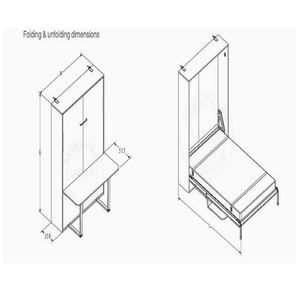 Moderna verticale singolo regina murphy letti morbido land parete pieghevole letto con scrivania - Product Image 3