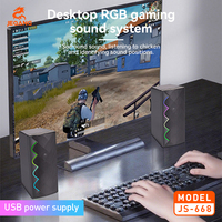 RGB Oyun Bilgisayarı Hoparlörleri USB Güçlü Plastik Masaüstü Stereo Hi-Fi Surround Ses LED Işıklı Tak ve Çalıştır PC/Laptop 5-10W