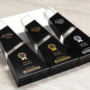 Trofeo de cristal transparente negro de recuerdo, trofeo de cristal negro personalizado, trofeo de premio 2017 - Product Image 5