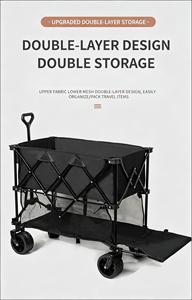 Carrello Pieghevole a Doppio Strato Brevettato, Capacità Jumbo 260L, Carrello Utilitario Resistente con Sistema di Frenatura per <span class=keywords><strong>Campeggio</strong></span> - Product Image 3