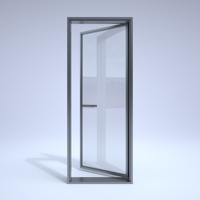 Nouvelle conception de porte battante en aluminium noir minimaliste avec cadre étroit, verre cannelé, lumière douce et intimité pour salle de yoga