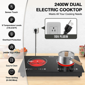 Placa de Cocina de Cerámica Infrarroja de 2 Quemadores, 2400W, Control Dual Independiente, 110V, CE, CB, ODM Disponible - Product Image 3