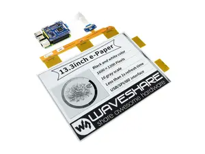 Chapéu de exibição para Raspberry Pi, 1600*1200, preto/branco, 16 escalas cinza, USB/SPI/I80 Waveshare 13.3 polegadas