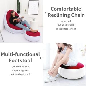 Fauteuil gonflable de luxe avec repose-pieds confortable et pompe, chaise longue gonflable portable pour le camping et la détente à domicile - Product Image 3
