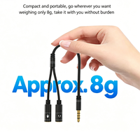 Câble audio Y-splitter 3,5 mm 0,3 m en aluminium plaqué or avec gaine PVC pour casque de jeu, PC, ordinateur portable, MP3, 1080p, compatible OEM, expédition immédiate, avec micro