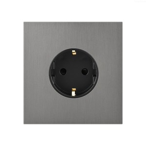 YUHE 16A European French Power Socket 220V Double Pole Wall Mounted Stainless Steel Matte - Product Image 3