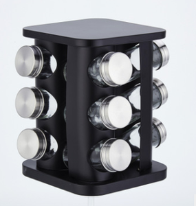 Juego de soporte giratorio para cocina, tarros de vidrio, especias, vinagrera de acero inoxidable, 12 Uds. - Product Image 4