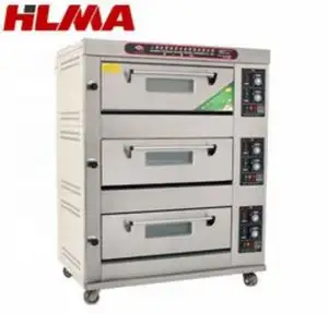 Electrical High Temperature Triple Deck 3 / 6 / 9 Trays Baking Oven Bakery Top Quality Deck Oven Gas Power Pizza Baking Ovens