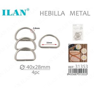 Fibbia in metallo ILAN 40x28mm 4 pezzi per borse e cinture - Product Image 1