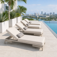 Chaise longue de luxe en aluminium pour l'extérieur avec coussin imperméable pour piscine, jardin, villa, complexe hôtelier