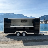 Remorque alimentaire Black Box pour événements extérieurs, à double essieu, avec hotte, double évier et friteuse, pour la vente ambulante, les festivals et les mariages