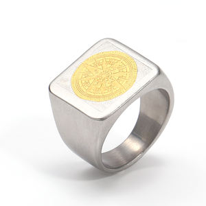 Punk personnalité boussole timbre Vintage CSPB lettre croix <span class=keywords><strong>exorcisme</strong></span> anneaux en acier inoxydable anneau hommes fête cadeaux - Product Image 3