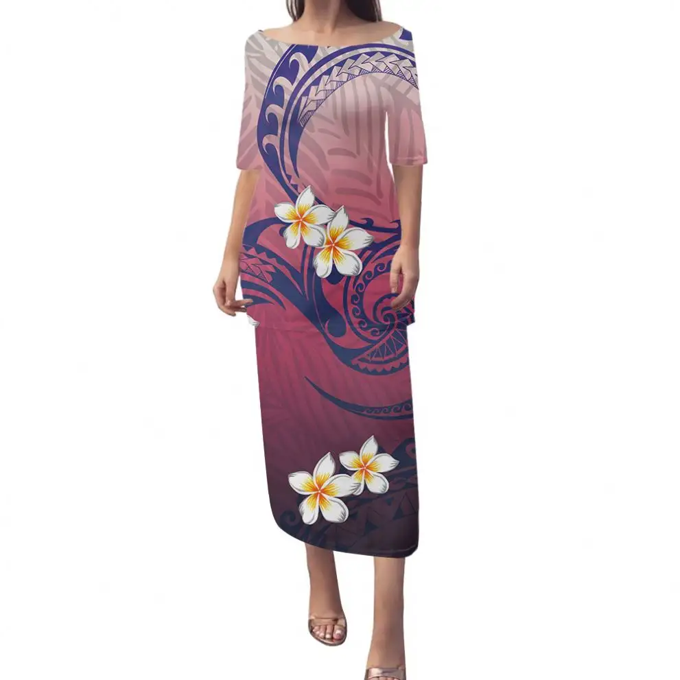 Samoan Prom Dresses 2022 Evening Gowns Sexy Church Uniform Custom Women Two Piece Sets Puletasi Polynesian Traditional Clothing