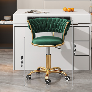High Quality Nail Salon Comfortable Swivel Chair <b>with</b> <b>Wheel</b> Gold-plated Five-legged Base Flannel Salon <b>Stools</b> - Product Image 5