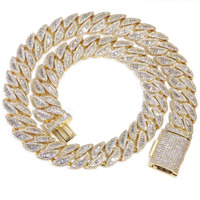 Fealux Cadena Cubana de 20mm, Plata 925, Incrustaciones Completas de Moissanita VVS Corte Baguette, Joyería Hip Hop Unisex