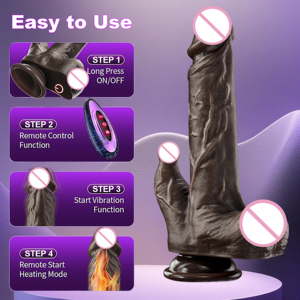Xln Dildo Realistico in Silicone Nero Impermeabile da 8 Pollici con Telecomando, Vibratore Anale con Spinta, 5/10 Modalità di Riscaldamento, Ventosa, Giocattolo Sessuale per Adulti - Product Image 3