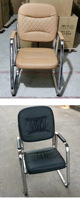 Chaise de bureau de direction moderne en cuir avec base en acier, accoudoirs rembourrés fixes, siège pivotant et design imperméable
