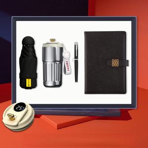 Coffret Cadeau d'Affaires Promotionnel pour Entreprises : Tasse à Café Chaleureuse + Stylo + Carnet A5 + Parapluie Capsule en Papier Fait Main Imprimé UV - Product Image 2