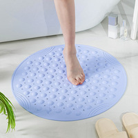 Tapis antidérapant rond en TPE pour salle de bain avec ventouses et trous de drainage, conception anti-chute pour douche