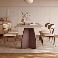 Ensemble de table à manger en bois luxueux et populaire, table rectangulaire 6 places à vendre, ensemble de table à manger design minimaliste et moderne