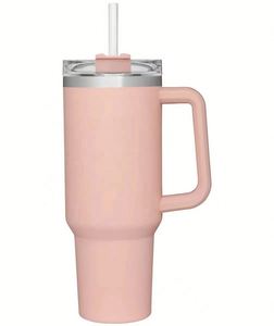 Mug de voyage isotherme personnalisé de 40 oz en acier inoxydable avec paille et poignée - Product Image 1