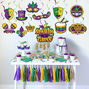 Set de Decoración para Fiesta Temática de Carnaval DAMAI, Decoraciones Colgantes de Cartón con Espirales para Mardi Gras - Product Image 2