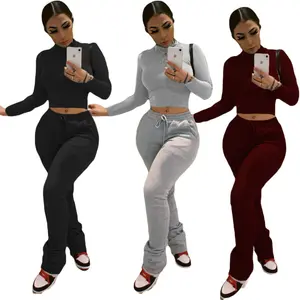 Jsycines — ensemble 2 pièces pour femme, vêtements de style jogging, haut court et pantalon, survêtement épais, nouvelle collection 2021