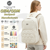 Sac à dos matelassé léger pour étudiants avec compartiment rembourré pour tablette, sangle élastique et poche arrière en maille pour le quotidien universitaire, femmes, adolescentes, OEM