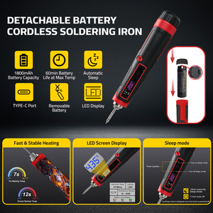 Kit de <span class=keywords><strong>fer</strong></span> à <span class=keywords><strong>souder</strong></span> sans fil rechargeable USB-C avec affichage numérique LED et température réglable - Product Image 1
