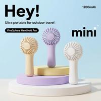 Ventilateur portable mini USB pour extérieur avec lumière LED, en plastique, rechargeable, 4 vitesses, idéal pour l'été