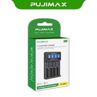 Chargeur de batterie au lithium 18650 portable USB intelligent à 4 emplacements, charge rapide 3,7 V, pour plusieurs tailles de batteries rechargeables, PUJIMAX