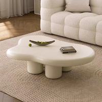 Table basse style nuage crème, luxe léger, table centrale de salon arrondie, panneau écologique de qualité EB1, facile à nettoyer, style nordique