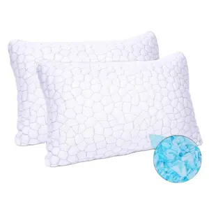 Bantal Tempat Tidur Pendingin Bambu Mewah, Bantal Ukuran Queen 2 Set Gel Sobek, Bantal Busa Memori untuk Tidur