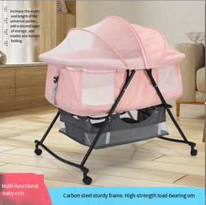 Mingtu K606 Lettino Portatile Pieghevole Moderno con Ruote, in Metallo e Cotone, Multifunzionale con <span class=keywords><strong>Zanzariera</strong></span>, per Camera da <span class=keywords><strong>Letto</strong></span>, 0-36 Mesi - Product Image 1