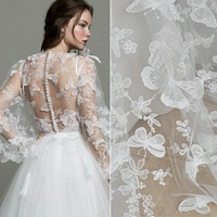 Tissu de dentelle de Tulle brodé floral papillon pour les robes de mariée des filles chaussures de mariage accessoires de Textile de maison tissés extensibles