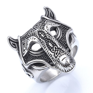 Bague Loup Personnalisée de Style Vintage Européen et Américain, avec Symboles de <span class=keywords><strong>la</strong></span> Mythologie Grecque et <span class=keywords><strong>des</strong></span> Légendes Viking - Product Image 5