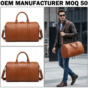Manufacture Ostrich <strong>Leather</strong> Factory Custom High End Duffel <strong>Holdall</strong> Travel Bag Overnight Weekender Bag Luggage for <strong>Women</strong> - Product Image 1